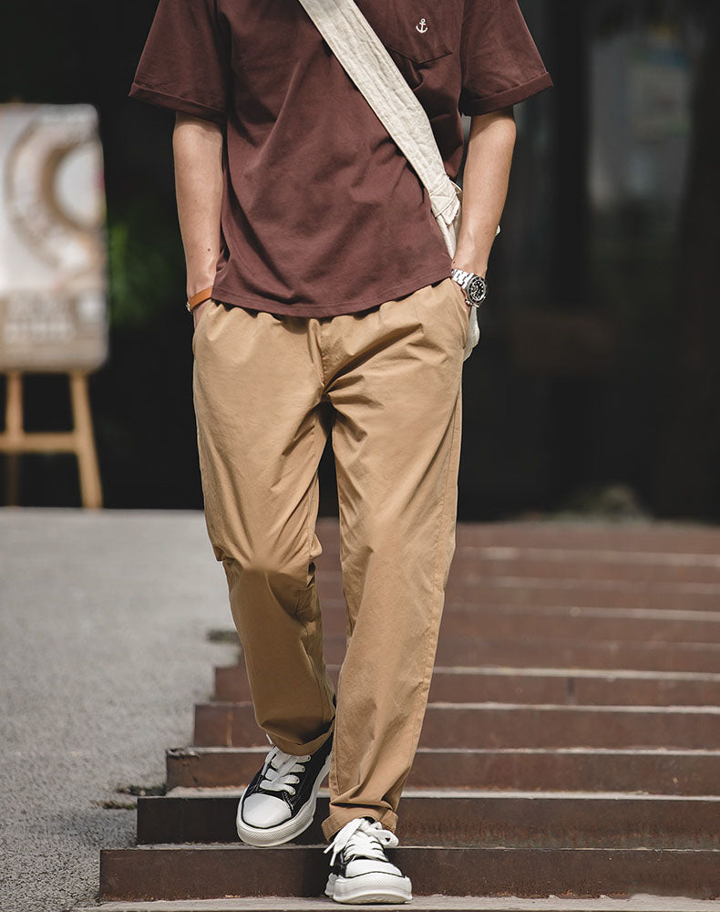 Tooling American Retro Black Straight Casual Men's Trousers - Harmony Gallery