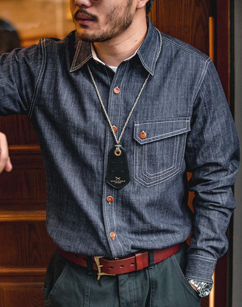 American Retro Denim Western Tough Guy Men's Shirt - Harmony Gallery