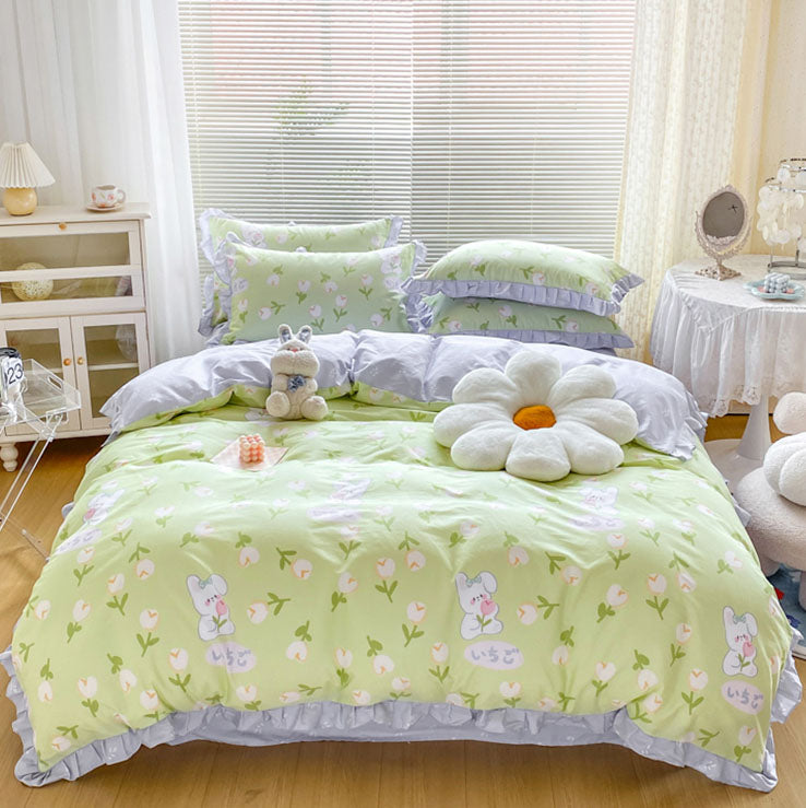Pastoral Style Printed Four-Piece Pure Cotton Bed Set - Harmony Gallery
