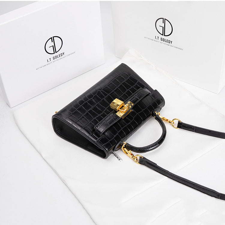 Kelly Leather Crocodile Pattern Women's Portable Bag - Harmony Gallery