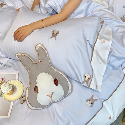 Girl Heart Five Piece Cotton Princess Cute Rabbit Bed Set - Harmony Gallery