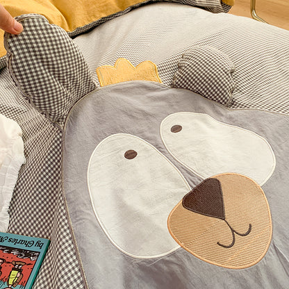 Washed Cotton Seven-Piece Cute Grandpa Bear Bed Set - Harmony Gallery