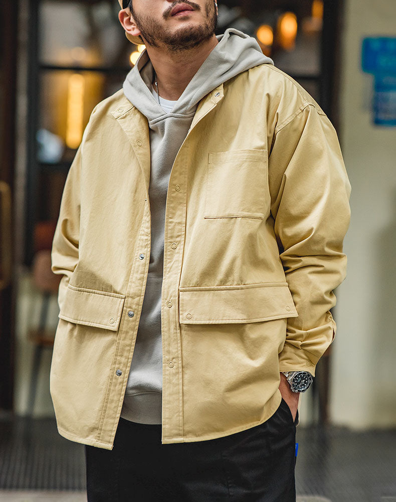 American Retro Cotton Stand-Up Collar Pocket Men's Jacket - Harmony Gallery