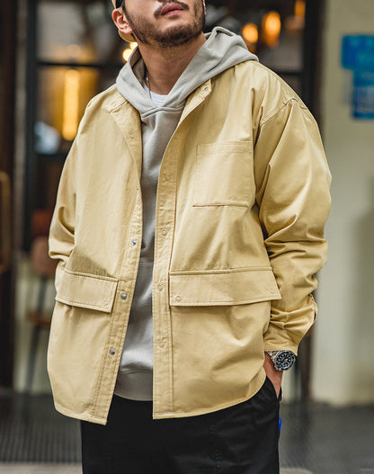 American Retro Cotton Stand-Up Collar Pocket Men's Jacket - Harmony Gallery