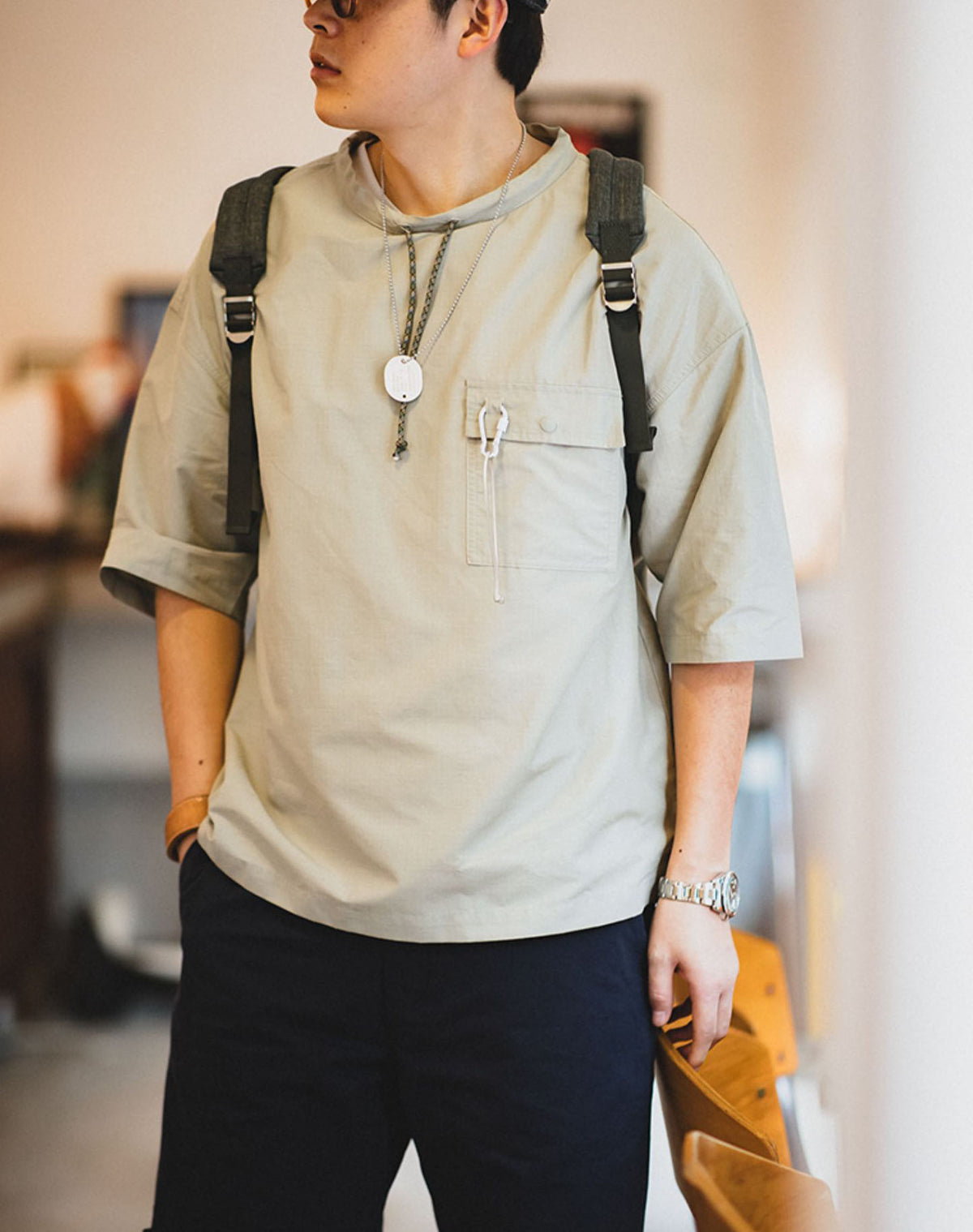 Casual Mountain Push Bag Loose Breathable Men's T-shirt - Harmony Gallery