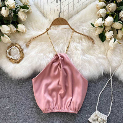 Celebrity Summer Chain Halter Camisole Women's Top - Harmony Gallery