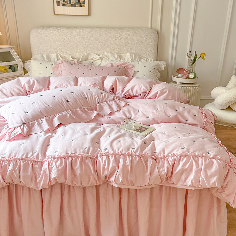 Star & Moon Washed Cotton Four-Piece Bed Set - Harmony Gallery