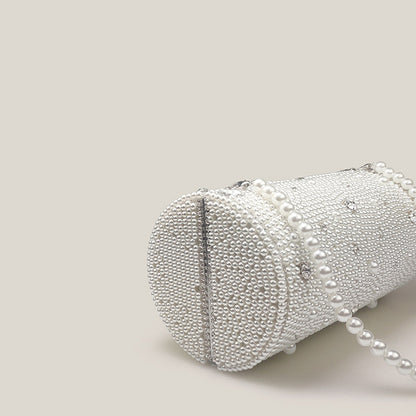 Rhinestone Pearl Cylinder French High-End Clutch Bag - Harmony Gallery