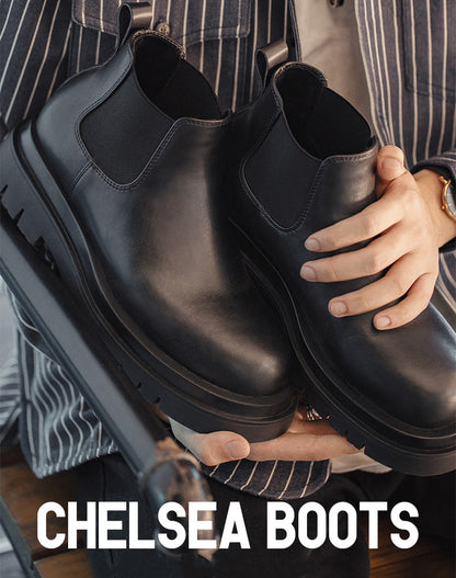 Chelsea British Style Mid-top Casual Leather Short Martin Men's Boot - Harmony Gallery