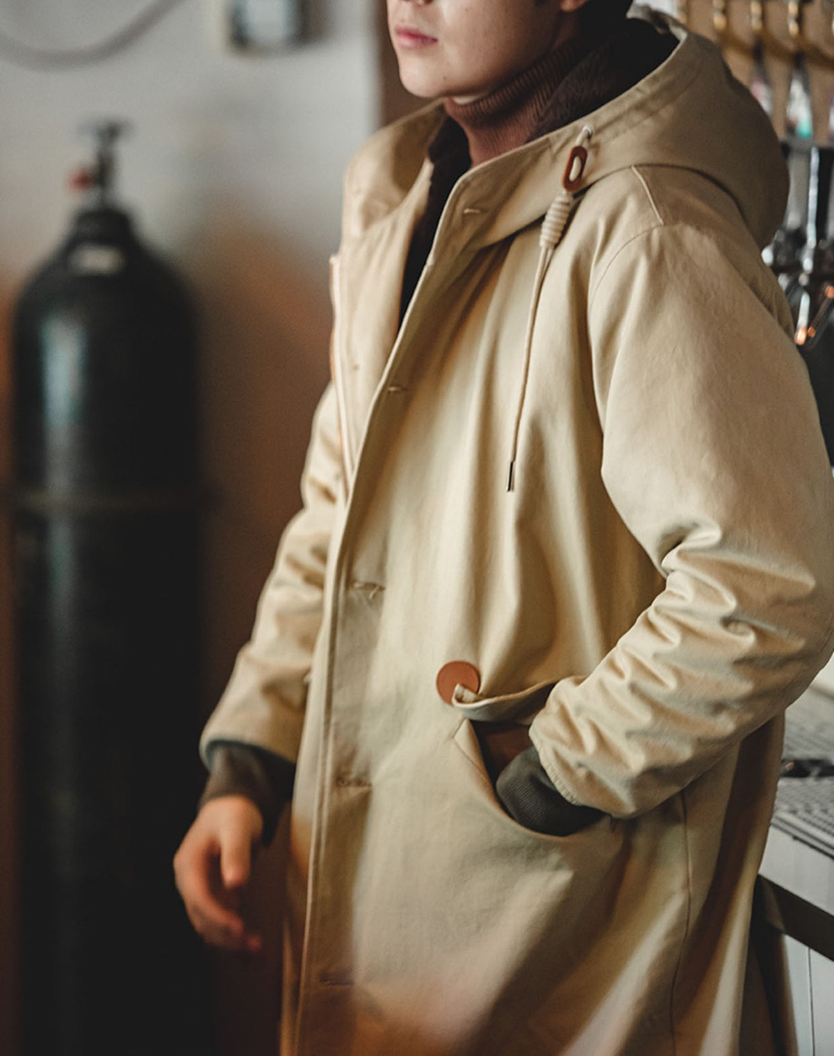 American Retro N2 Deck Cotton Hooded Loose Warm Long men's Coat - Harmony Gallery