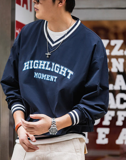 American Retro Letter Embroidery Baseball Men's Sweater - Harmony Gallery