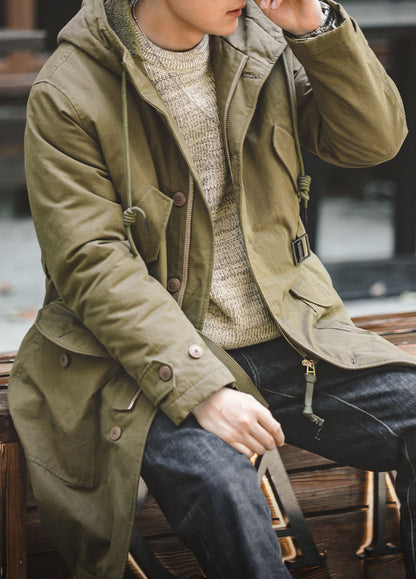 American M47 Heavy Hooded Warm Mid-Length Cotton Men's Coat - Harmony Gallery