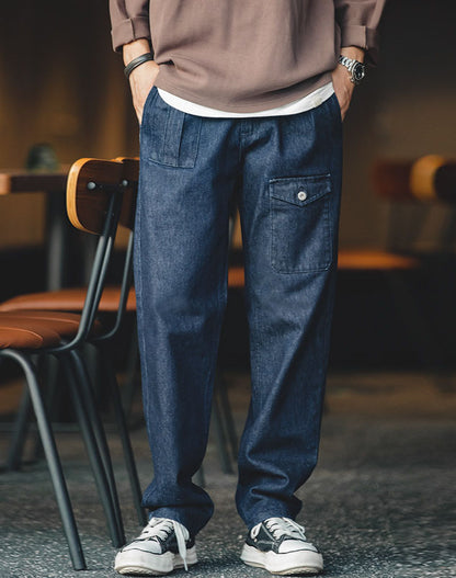 Tooling Retro High Waist Denim Straight Men's Jeans - Harmony Gallery