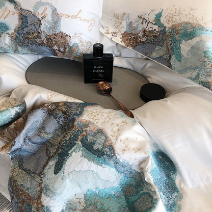 Light Luxury Tie-Dye Embroidery Quilt Cover Villa Bed Set - Harmony Gallery
