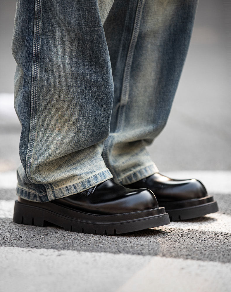 American Lather Thick-Soled High-End Big Head  Unisex Dress Shoes - Harmony Gallery
