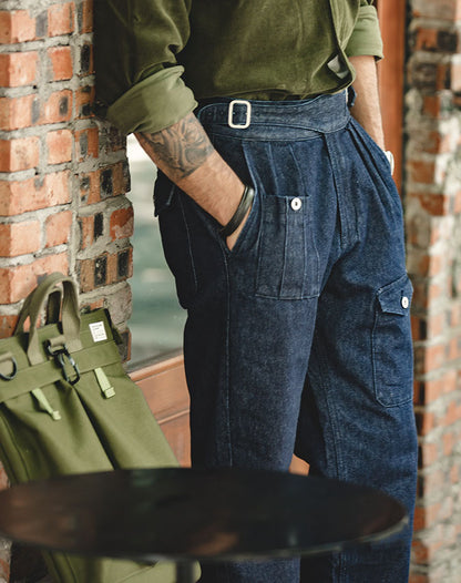 Tooling Retro High Waist Denim Straight Men's Jeans - Harmony Gallery