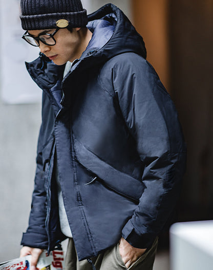 Retro Mountain Stand Collar Hooded Cotton Warm Men's Coat - Harmony Gallery