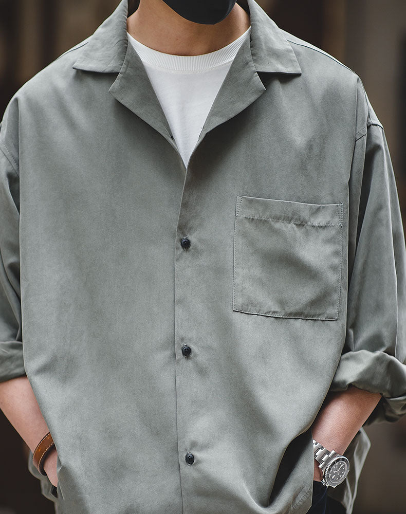 Workwear American Folded Vintage Loose Men's Shirt - Harmony Gallery