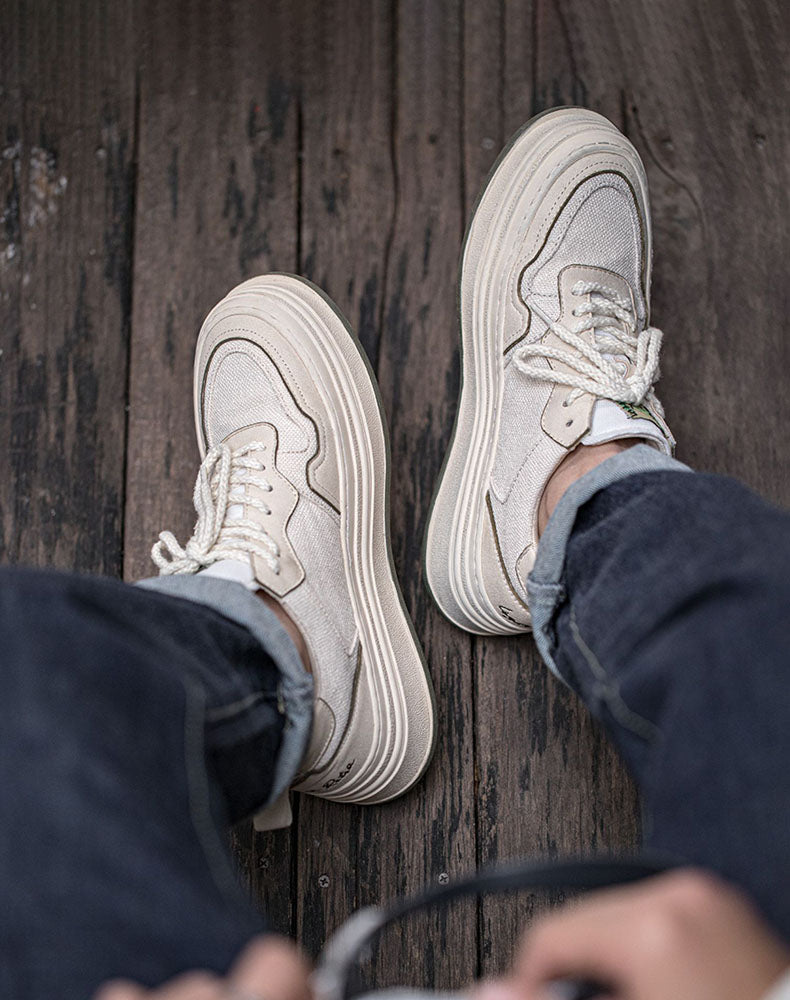 Retro Thick-Soled Small White Sports Men's Casual Shoes - Harmony Gallery