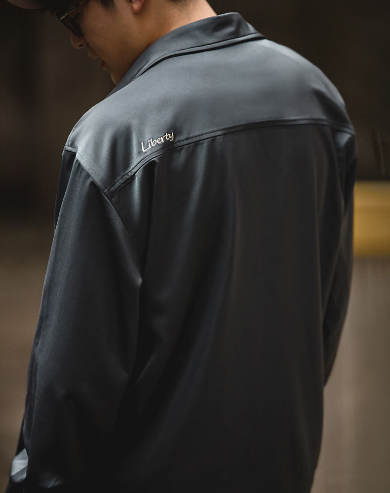 American Retro Satin Loose Ice Silk Drape Men's Shirt - Harmony Gallery