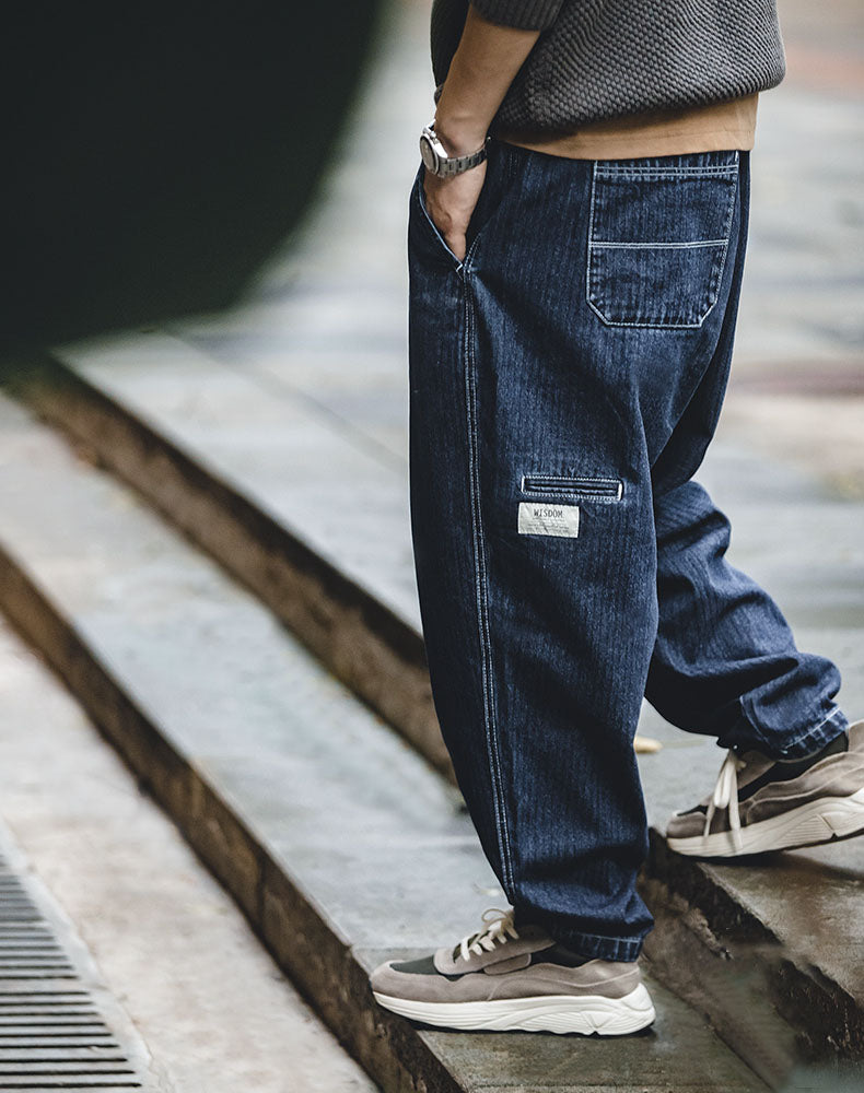 Tooling Retro Denim Washed Tapered Loose Harlan Men's Jeans - Harmony Gallery