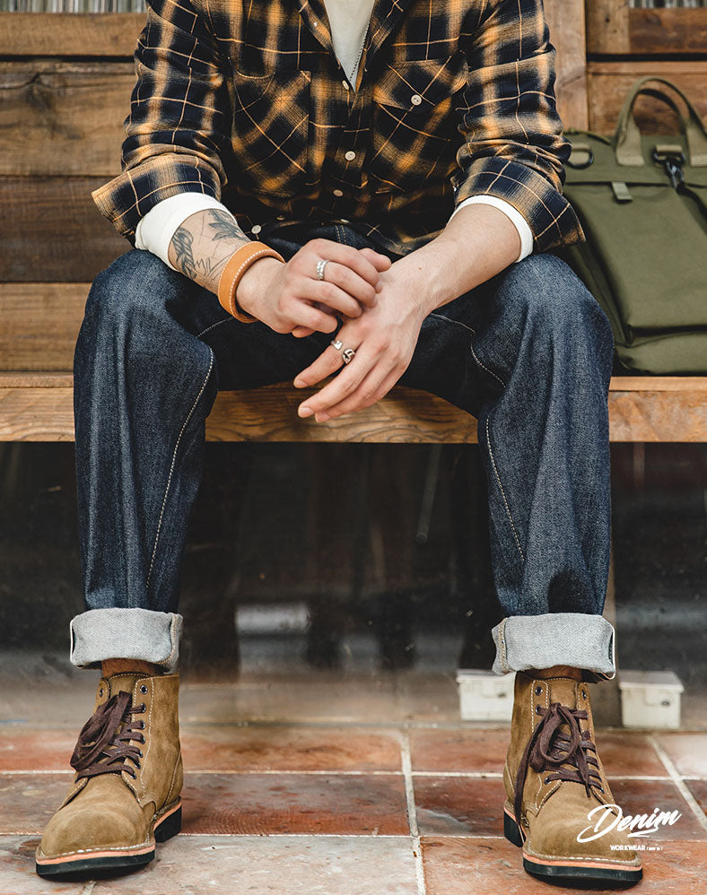 Tooling  Retro Denim Straight Long Men's Jeans - Harmony Gallery