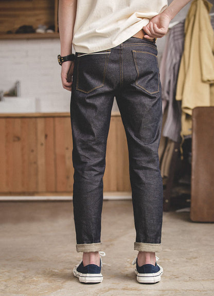 Tooling Retro Casual Pure Denim Straight Heavy Men's Jeans - Harmony Gallery