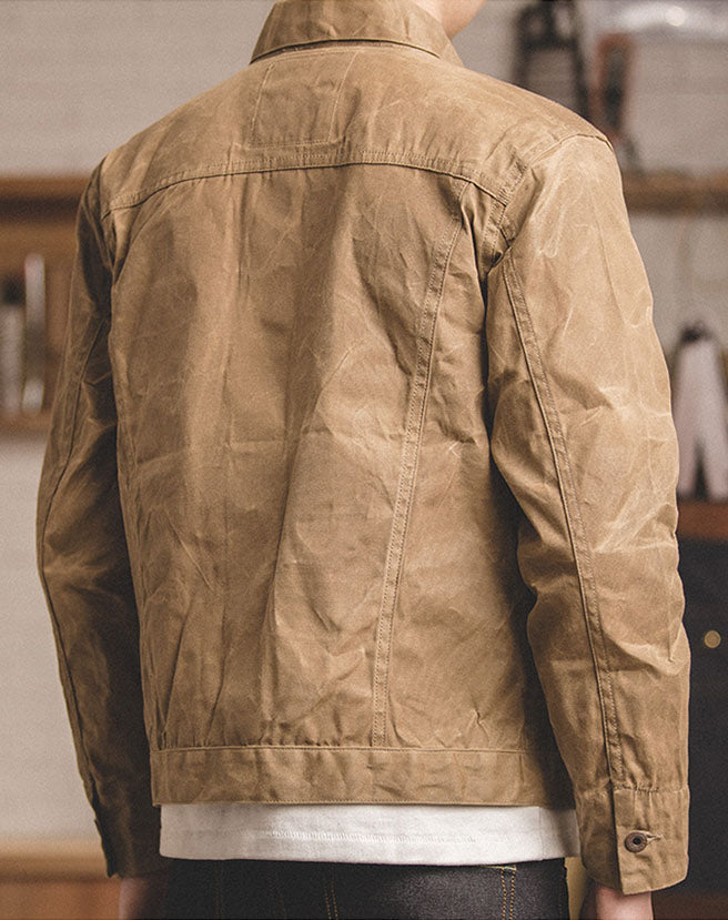 American Retro Yellowstone Canvas Oil Wax Men's Coat - Harmony Gallery
