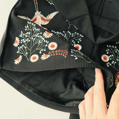 Fashion Embroidered Flower Suspender Two Piece Suit - Harmony Gallery