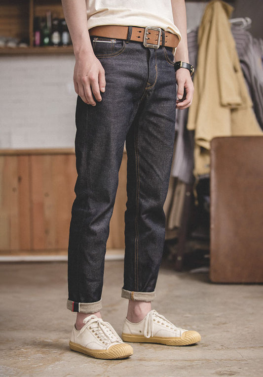Tooling Retro Casual Pure Denim Straight Heavy Men's Jeans - Harmony Gallery