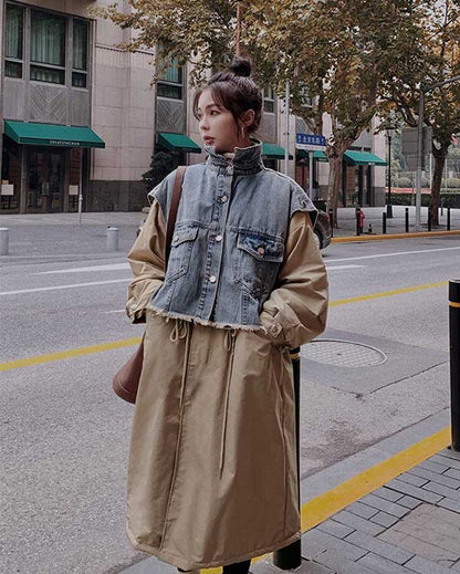 Loose Denim Lamb Wool Parker Winter Women's Jacket - Harmony Gallery