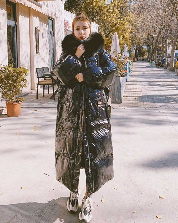 Shiny Gloss Mid-Length Padded Winter Women's Coat - Harmony Gallery