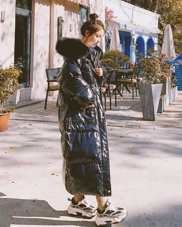 Shiny Gloss Mid-Length Padded Winter Women's Coat - Harmony Gallery