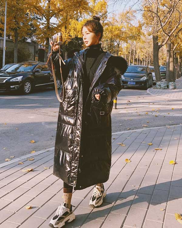 Shiny Gloss Mid-Length Padded Winter Women's Coat - Harmony Gallery