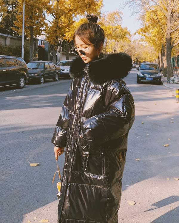 Shiny Gloss Mid-Length Padded Winter Women's Coat - Harmony Gallery