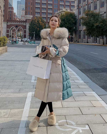 Mid-Length Loose Padded Fur Collar Winter Women's Coat - Harmony Gallery