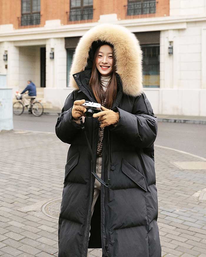 Mid-Length Winter Thickened Quilted Fur Collar Women's Coat - Harmony Gallery