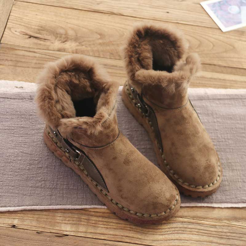 Rabbit Fur Winter Rivet Comfortable Women's Boots - Harmony Gallery
