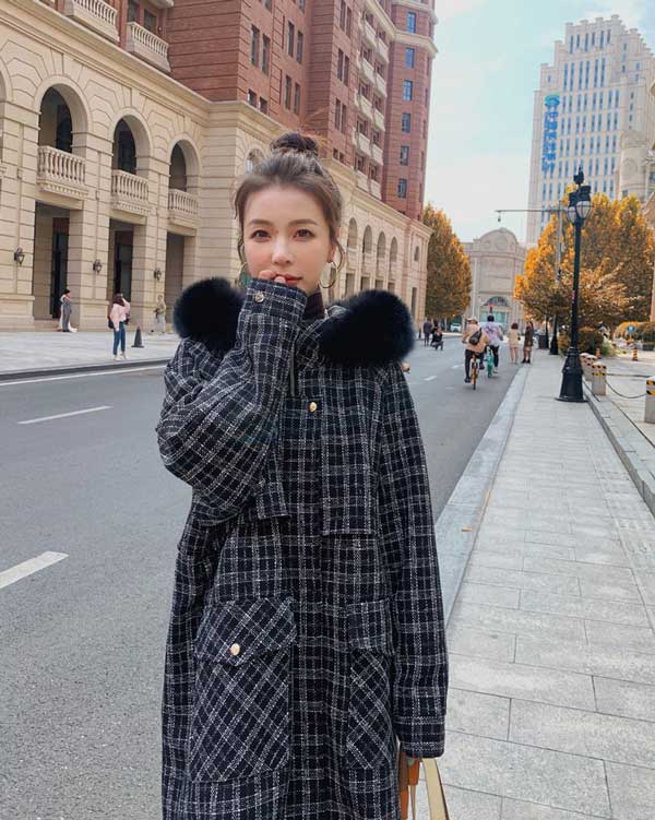 Short Length Faction Plaid Cotton Winter Women's Coat - Harmony Gallery